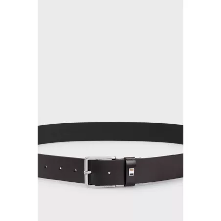 CEINTURE EN CUIR ITALIEN AVEC PASSANT À RAYURES EMBLÉMATIQUES