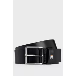 CEINTURE EN CUIR ITALIEN AVEC PASSANT À RAYURES EMBLÉMATIQUES