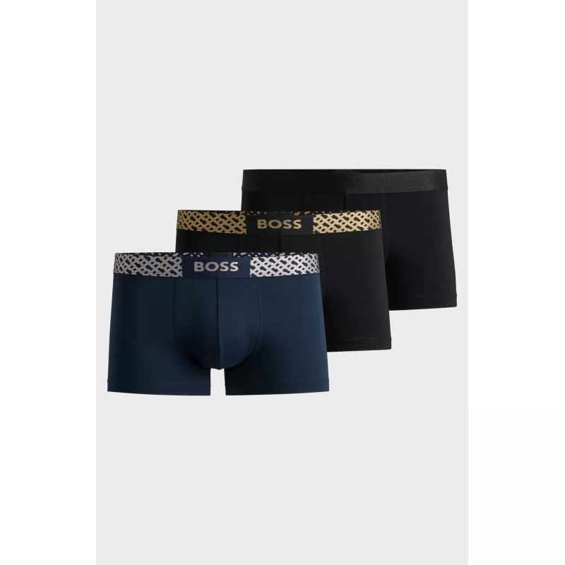 LOT DE TROIS BOXERS COURTS EN COTON STRETCH AVEC TAILLE MONOGRAMMÉE