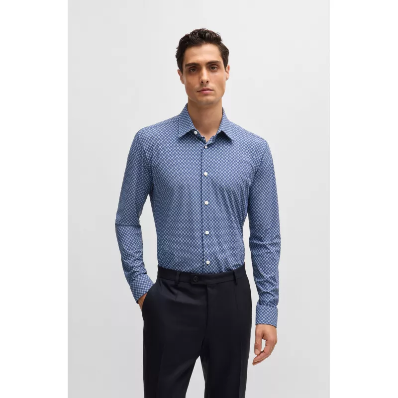 CHEMISE SLIM EN JERSEY STRETCH IMPRIMÉ PERFORMANT