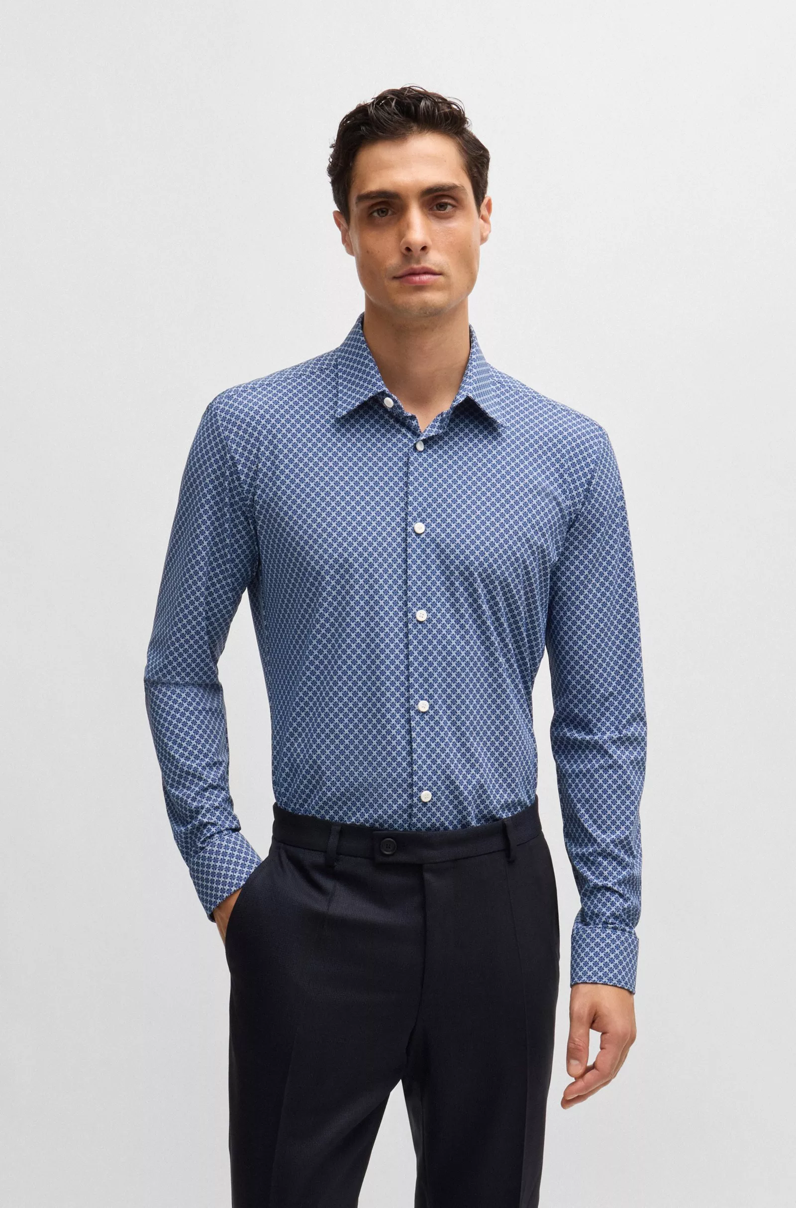 CHEMISE SLIM EN JERSEY STRETCH IMPRIMÉ PERFORMANT