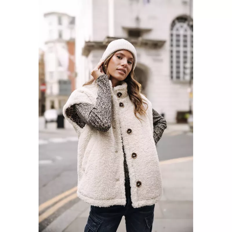 Vatika Fur Veste Teddy sans manches