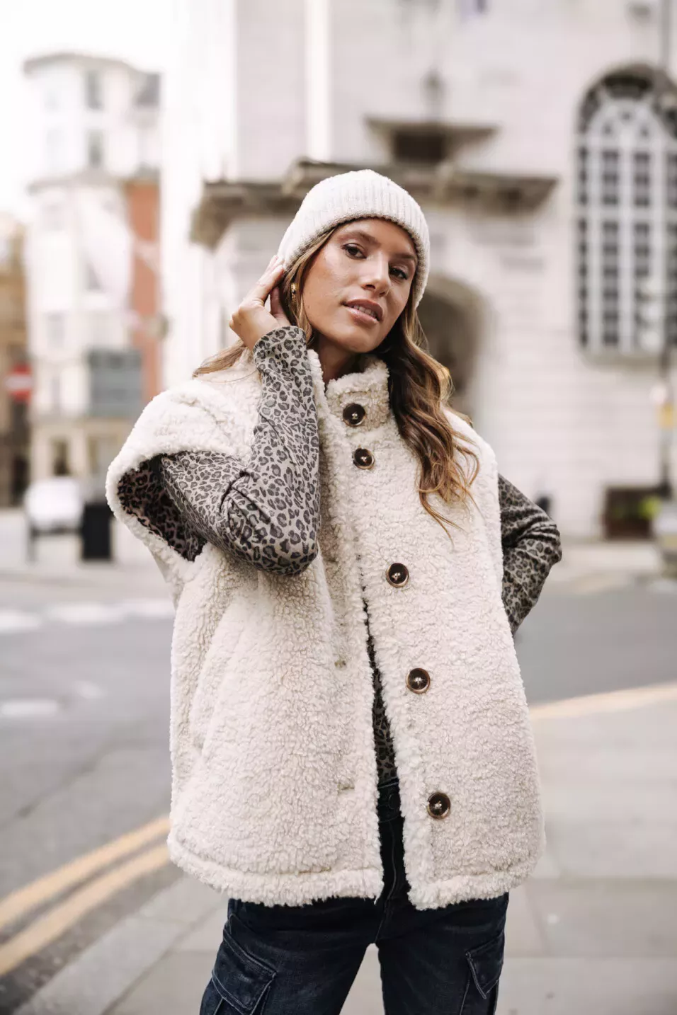 Vatika Fur Veste Teddy sans manches