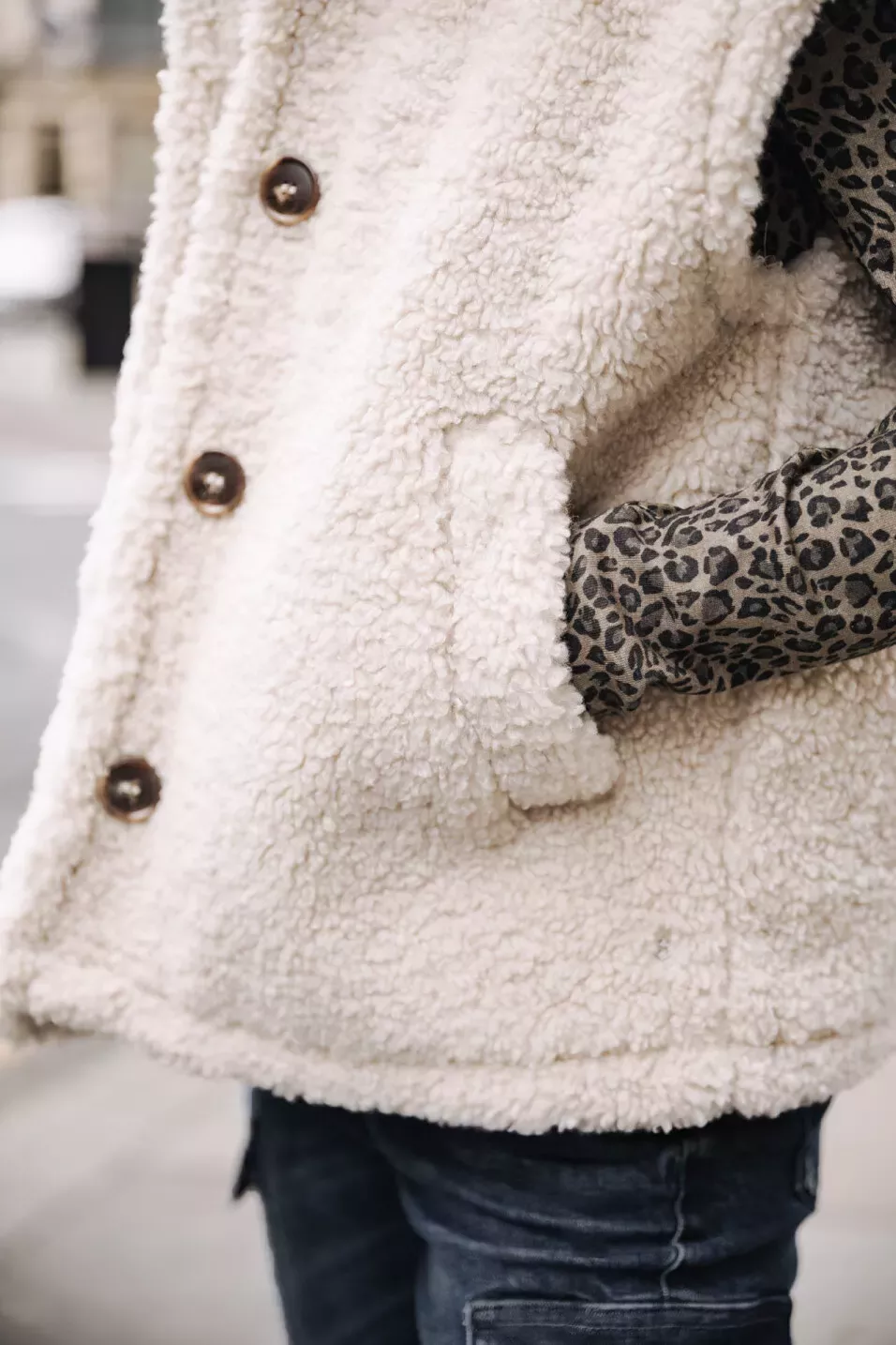 Vatika Fur Veste Teddy sans manches