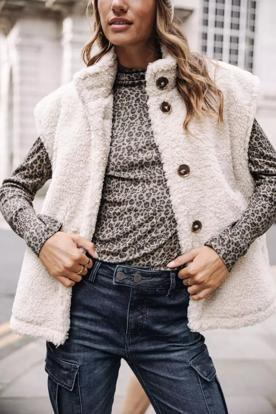 Vatika Fur Veste Teddy sans manches