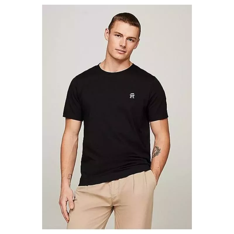 T-shirt TH Monogram Brodé à Col Ras-du-cou