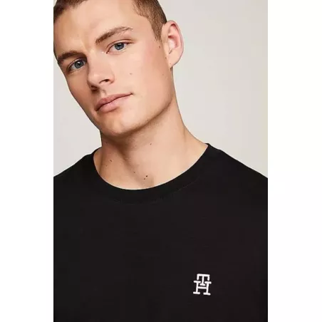 T-shirt TH Monogram Brodé à Col Ras-du-cou