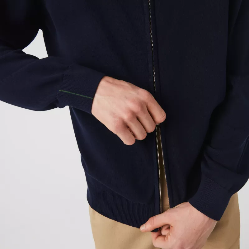 PULL ZIPPÉ UNI À COL MONTANT EN COTON