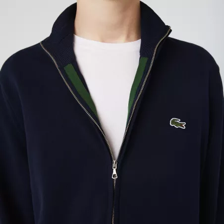 PULL ZIPPÉ UNI À COL MONTANT EN COTON