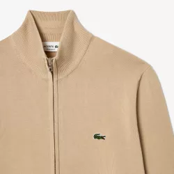 PULL ZIPPÉ UNI À COL MONTANT EN COTON