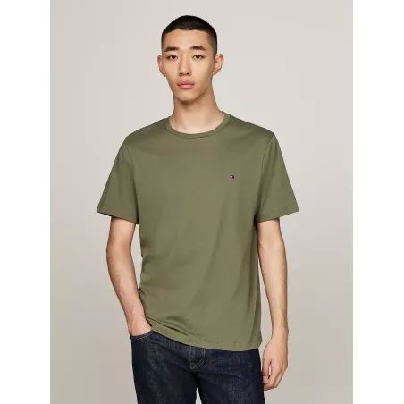 T-shirt à col ras-du-cou et drapeau brodé