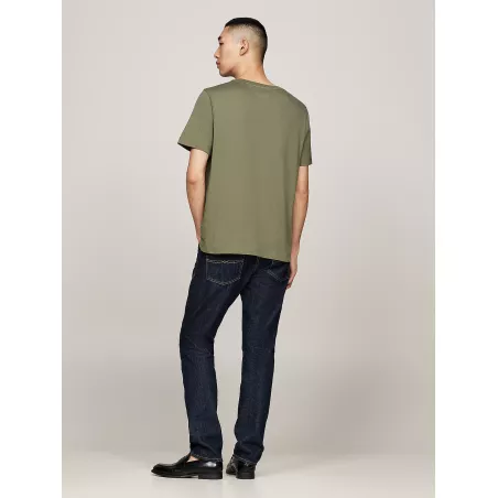 T-shirt à col ras-du-cou et drapeau brodé